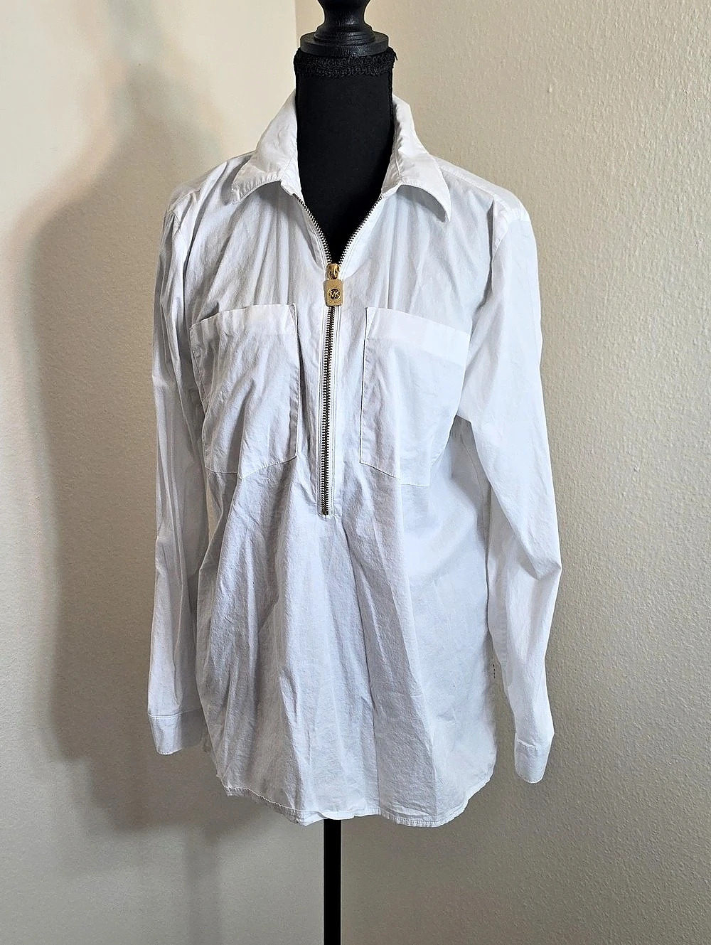 Michael Kors White Half-Zip Utility Shirt